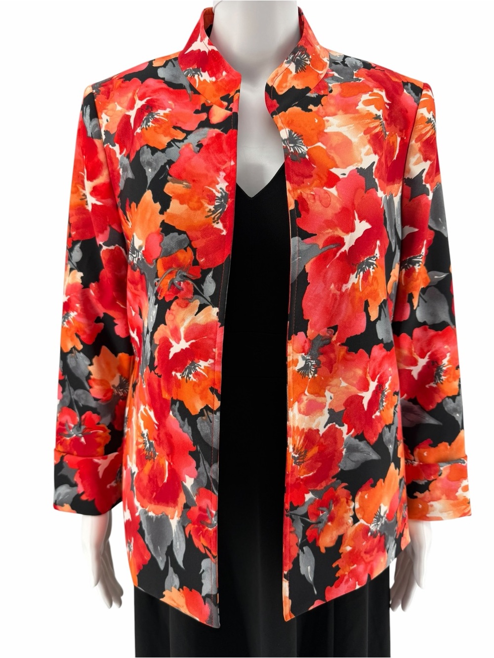 Kasper Open Front Jacket/Mandarin Collar/Spring Design/Size 8